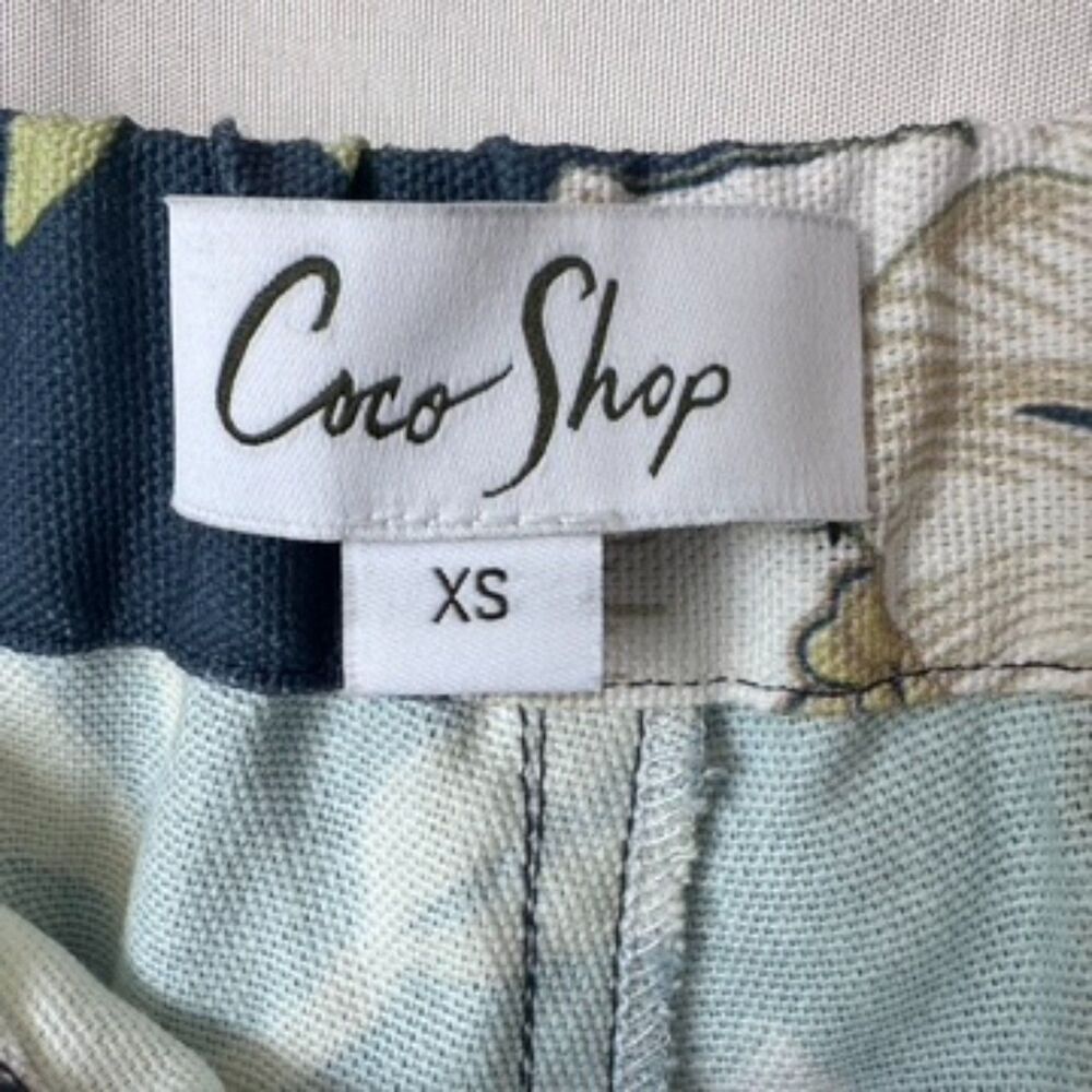 Coco Shop High-Waisted, Wide-Leg Pants in Navy Hibiscus 100% Cotton Size XS - Picture 5 of 11